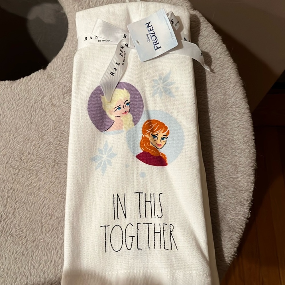 Rae Dunn x Disney frozen set of two kitchen towels NWT